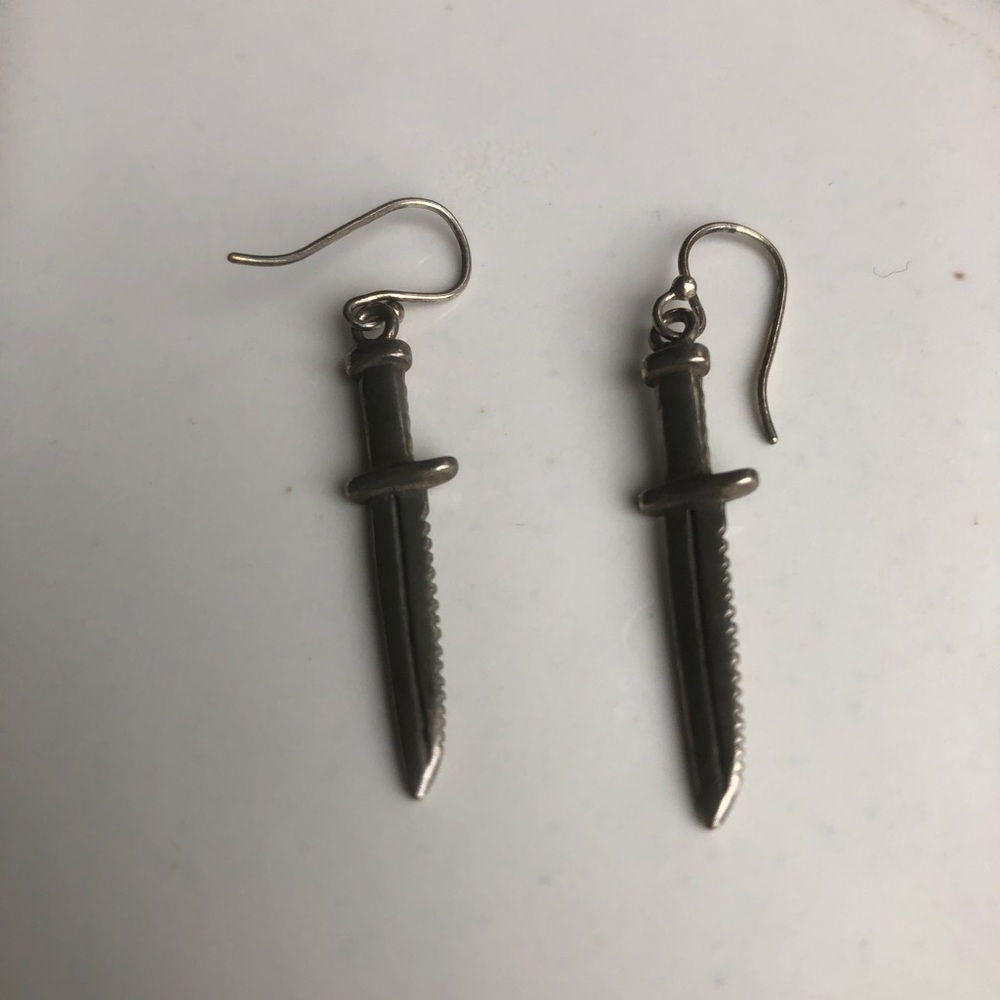 Silver Dagger Drop/Dangly Earrings